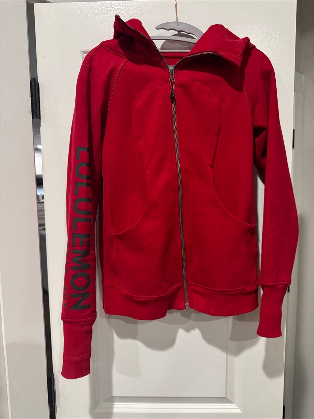 lululemon athletica Red Zip-Up Hoodie with Sleeve Logo